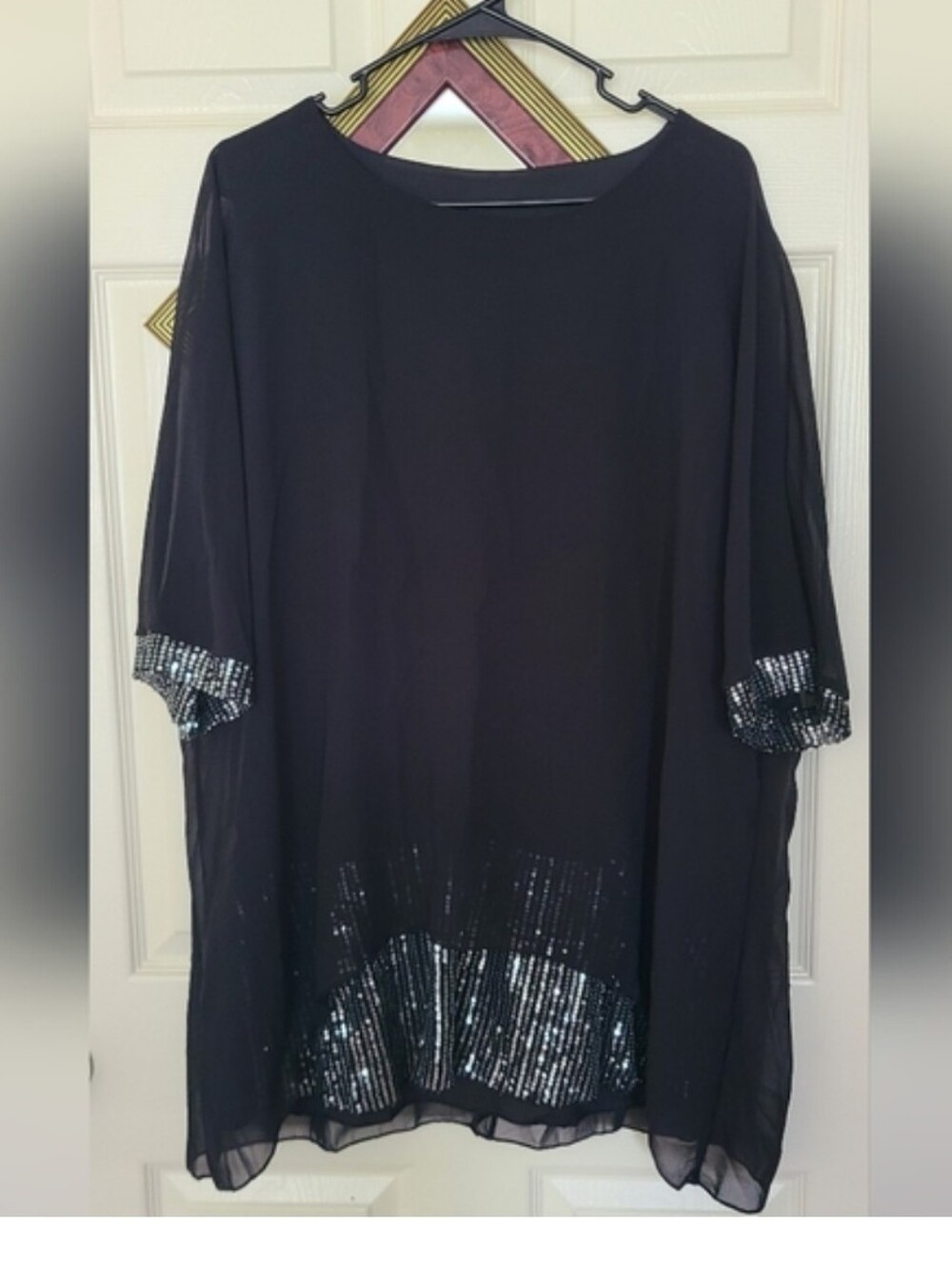 Black Sequin Blouse In Sz XXL - Picture 7 of 7